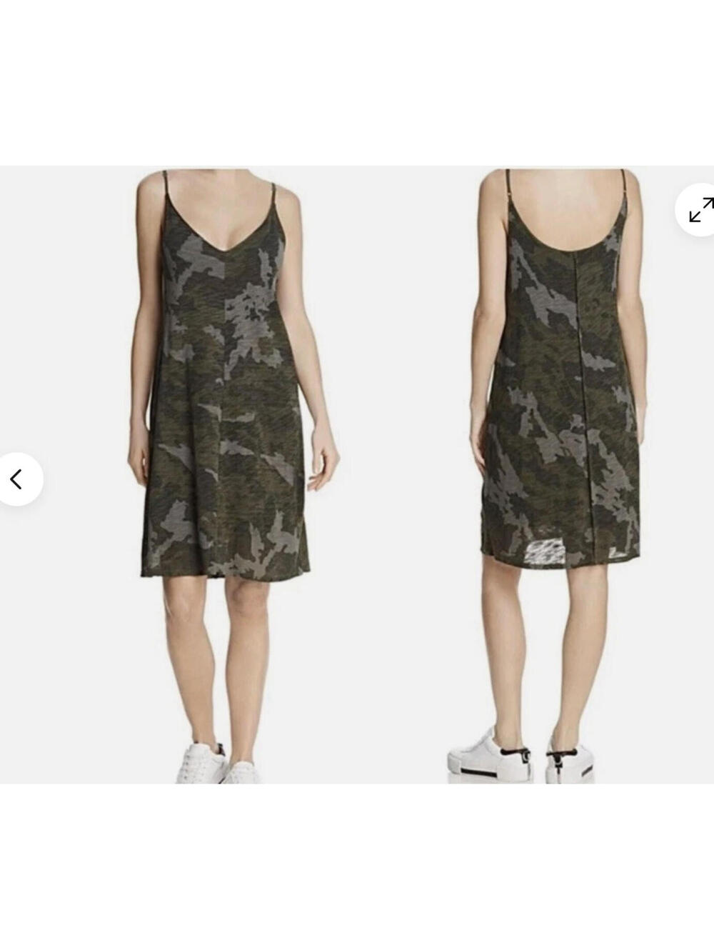 ATM green camo cotton sleeveless casual dress sz S #3518